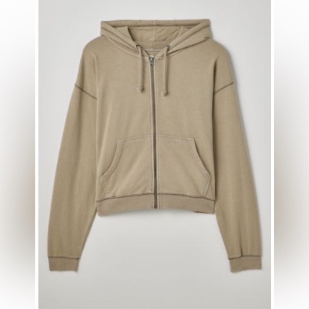 BDG Bonfire Full Zip Lightweight Hoodie Sweatshirt / color: tan